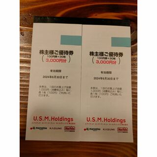 USMH ユナイテッドスーパーマーケット 株主優待券 6000分(ショッピング)