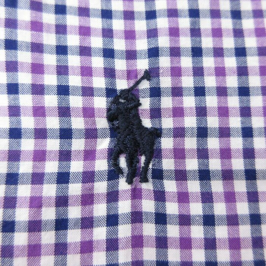 Ralph Lauren(ラルフローレン)の古着 ラルフローレン Ralph Lauren 長袖 ブランド シャツ キッズ ボーイズ 子供服 ワンポイントロゴ コットン ボタンダウン 紫他 パープル チェック 24jan09 キッズ/ベビー/マタニティのベビー服(~85cm)(シャツ/カットソー)の商品写真