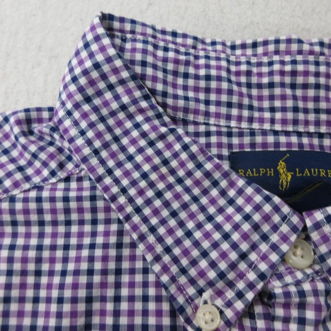 Ralph Lauren(ラルフローレン)の古着 ラルフローレン Ralph Lauren 長袖 ブランド シャツ キッズ ボーイズ 子供服 ワンポイントロゴ コットン ボタンダウン 紫他 パープル チェック 24jan09 キッズ/ベビー/マタニティのベビー服(~85cm)(シャツ/カットソー)の商品写真