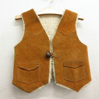 古着 シアーズ スエード レザー ボア ベスト キッズ ボーイズ 子供服 80年代 80s 茶系 ブラウン 24jan09(ジャケット/コート)