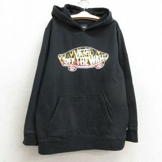 古着 バンズ VANS 長袖 スウェット パーカー キッズ ボーイズ 子供服 ビッグロゴ スケボー 黒 ブラック 24jan10(シャツ/カットソー)