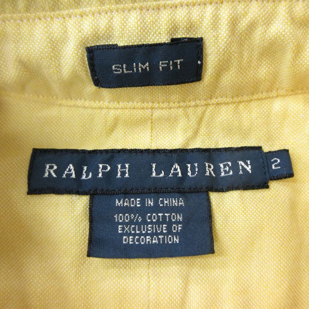 Ralph Lauren(ラルフローレン)の古着 ラルフローレン Ralph Lauren 長袖 ブランド シャツ キッズ ボーイズ 子供服 90年代 90s オックスフォード コットン ボタンダウン 黄 イエロー 24jan10 キッズ/ベビー/マタニティのベビー服(~85cm)(シャツ/カットソー)の商品写真