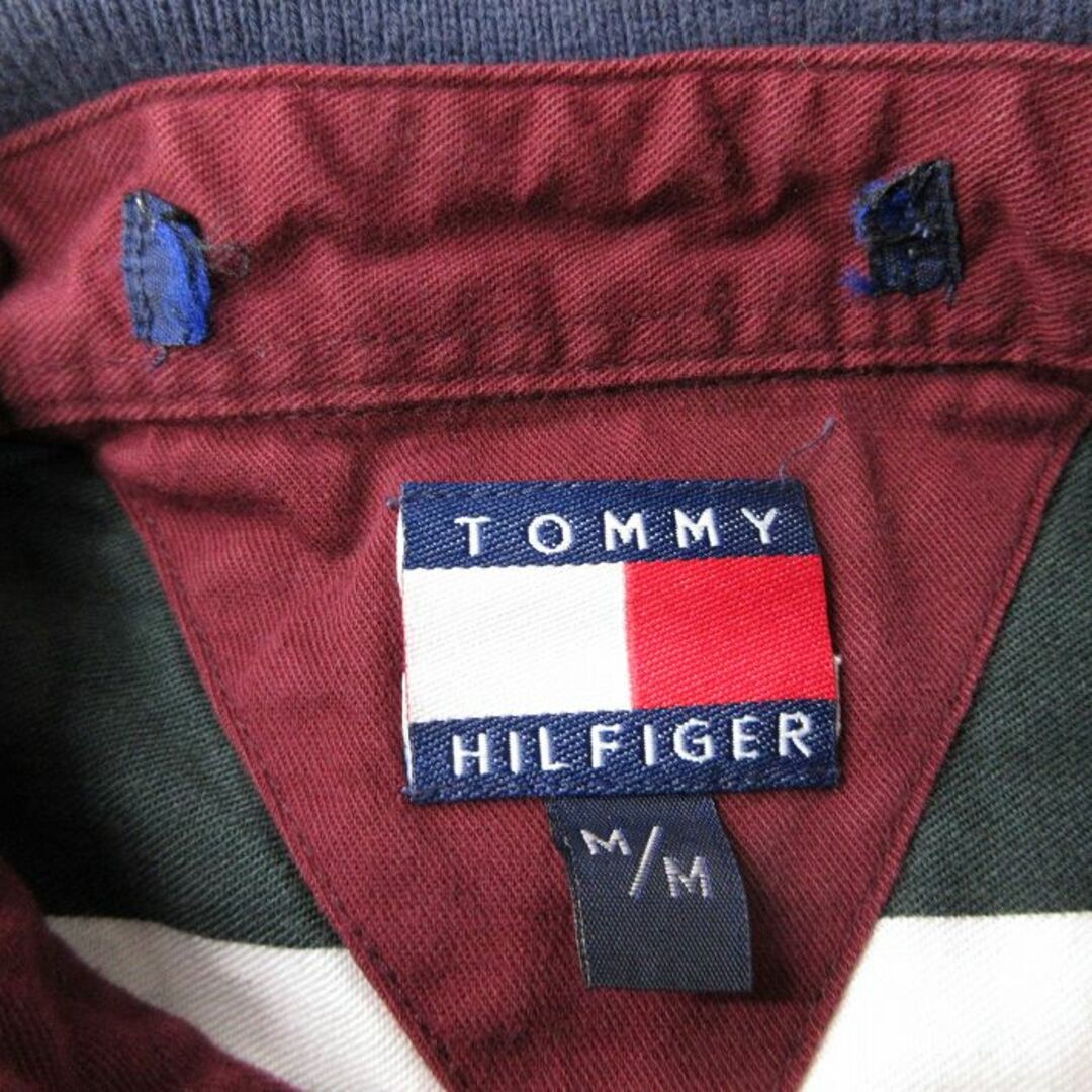 TOMMY HILFIGER(トミーヒルフィガー)の古着 トミーヒルフィガー TOMMY HILFIGER 長袖 ブランド シャツ キッズ ボーイズ 子供服 90年代 90s ワンポイントロゴ 紺他 ネイビー ボーダー 24jan10 キッズ/ベビー/マタニティのベビー服(~85cm)(シャツ/カットソー)の商品写真