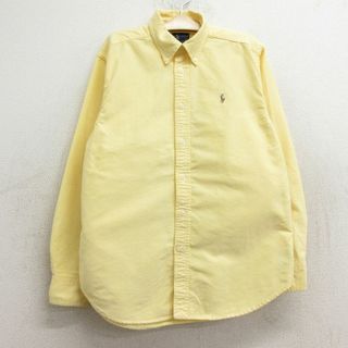 ラルフローレン(Ralph Lauren)の古着 ラルフローレン Ralph Lauren 長袖 ブランド シャツ キッズ ボーイズ 子供服 90年代 90s ワンポイントロゴ オックスフォード コットン ボタンダウン 黄他 イエロー チェック 24jan10(シャツ/カットソー)