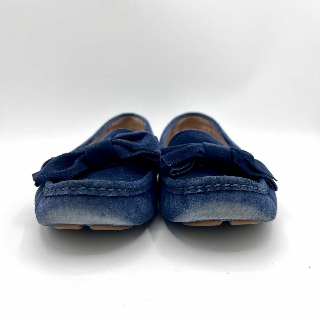 miumiu(ミュウミュウ)の【美品】MIUMIU ミュウミュウ ネイビー スウェード　リボン　24cm レディースの靴/シューズ(ローファー/革靴)の商品写真