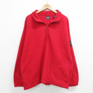 ギャップ(GAP)のXL★古着 ギャップ GAP 長袖 ハーフジップ フリース ジャケット メンズ 90年代 90s　大きいサイズ 赤 レッド 24jan06 中古 アウター(ダッフルコート)