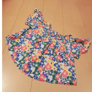 USED美品☆ベビーカラフル花柄ノースリーブカットソー☆80cm(シャツ/カットソー)