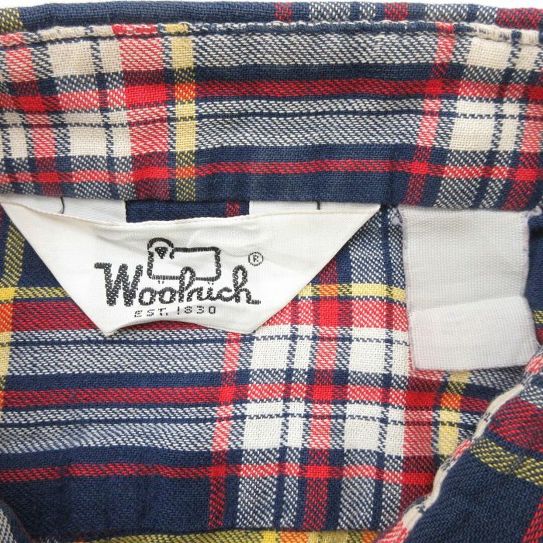 WOOLRICH(ウールリッチ)のM★古着 ウールリッチ WOOLRICH 長袖 シャツ メンズ 80年代 80s 紺他 ネイビー チェック 24jan08 中古 トップス メンズのトップス(シャツ)の商品写真