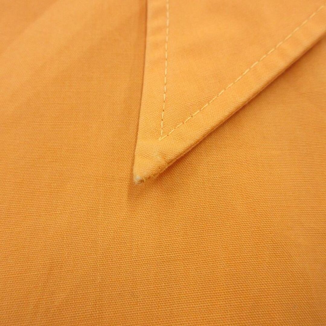XL☆古着 長袖 シャツ メンズ 70年代 70s ロング丈 オレンジ系