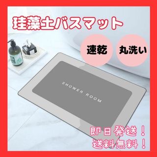 【残りわずか！】長方形バスマット ソフト珪藻土 マット 玄関 北欧 韓国 グレー(バスマット)