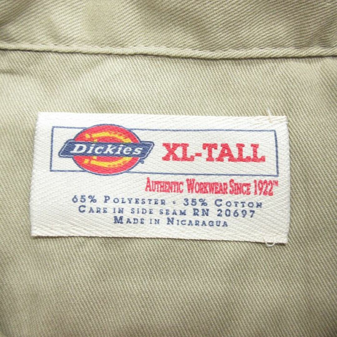 Dickies(ディッキーズ)のXL★古着 ディッキーズ Dickies 長袖 ワーク シャツ メンズ 大きいサイズ ロング丈 ベージュ カーキ 24jan06 中古 トップス メンズのトップス(シャツ)の商品写真