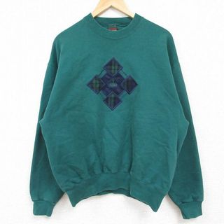 L★古着 長袖 スウェット メンズ 90年代 90s ゴルフ クルーネック USA製 濃緑 グリーン 24jan06 中古 スエット トレーナー トップス(パーカー)