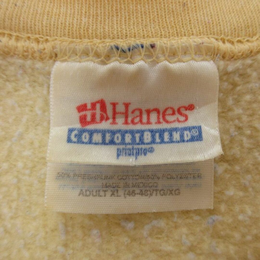 Hanes(ヘインズ)のXL★古着 ヘインズ Hanes 長袖 スウェット メンズ 00年代 00s カルカスカ クマ 木 刺繍 大きいサイズ クルーネック 黄 イエロー 24jan06 中古 スエット トレーナー トップス メンズのトップス(パーカー)の商品写真