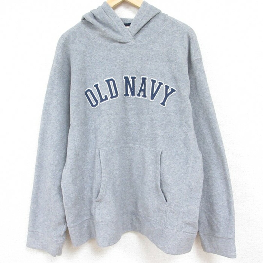 Old Navy(オールドネイビー)のXL★古着 オールドネイビー OLD NAVY 長袖 フリース トップス パーカー メンズ 00年代 00s ビッグロゴ ポリエステル 薄グレー 24jan08 中古 スエット トレーナー メンズのトップス(パーカー)の商品写真