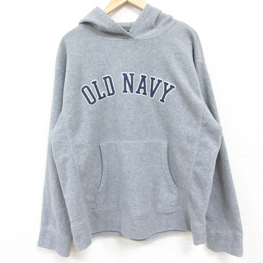 Old Navy(オールドネイビー)のXL★古着 オールドネイビー OLD NAVY 長袖 フリース トップス パーカー メンズ 00年代 00s ビッグロゴ ポリエステル グレー 24jan08 中古 スエット トレーナー メンズのトップス(パーカー)の商品写真