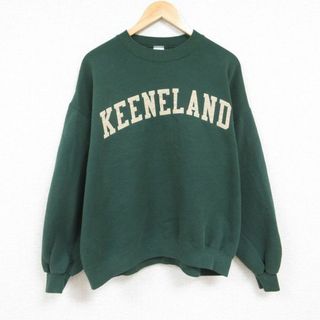 XL★古着 ジャージーズ 長袖 スウェット メンズ 90年代 90s キーンランド 大きいサイズ クルーネック USA製 濃緑 グリーン 24jan10 中古 スエット トレーナー トップス(パーカー)