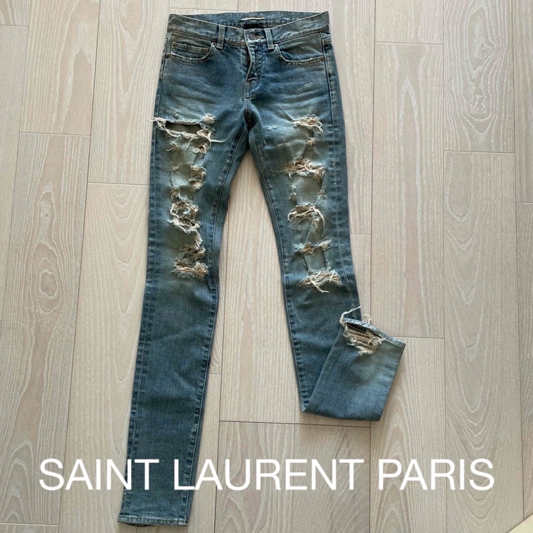 Saint Laurent(サンローラン)のSAINT LAURENT PARIS ダメージデニム パンツ レディースのパンツ(デニム/ジーンズ)の商品写真