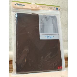 ユニクロ(UNIQLO)のUNIQLO AIRism Vネック ノースリーブ M マイクロメッシュ 黒色(Tシャツ/カットソー(半袖/袖なし))