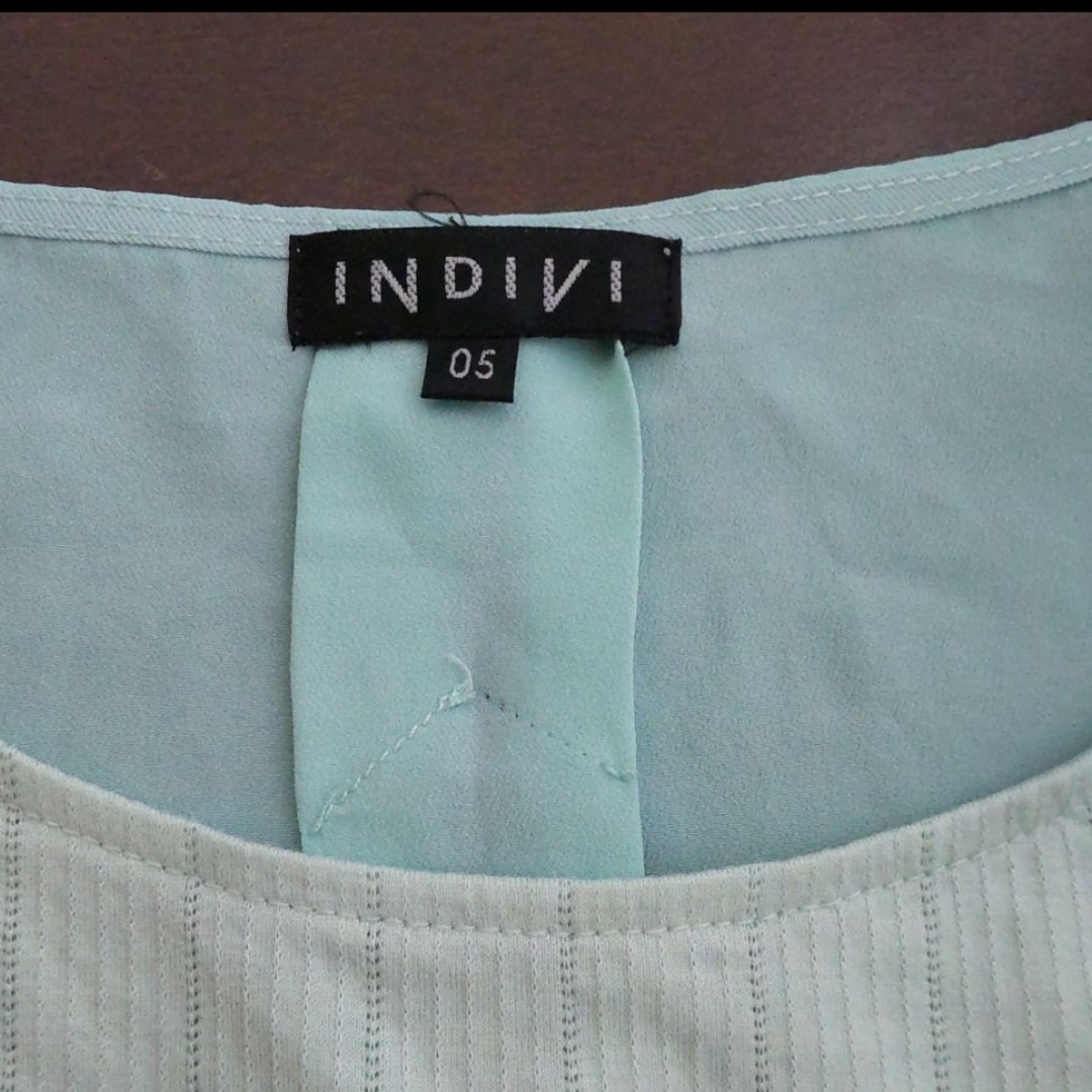 INDIVI(インディヴィ)のインディヴィ　レディース　トップス　ミントグリーン　緑　小さいサイズ レディースのトップス(Tシャツ(半袖/袖なし))の商品写真