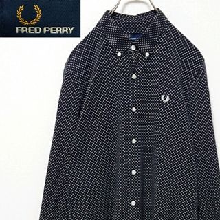 FRED PERRY - フレッドペリー ワンポイント 刺繍 ロゴ ドット 総柄 長袖 シャツ