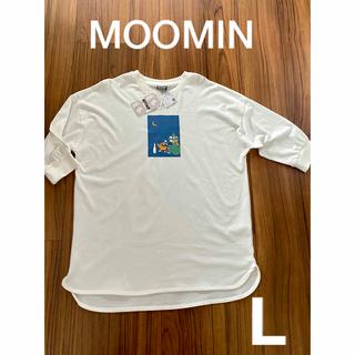 ムーミン(MOOMIN)の新品タグ付き　レディース　MOOMIN ムーミン　5分袖Tシャツ Lサイズ (Tシャツ(長袖/七分))