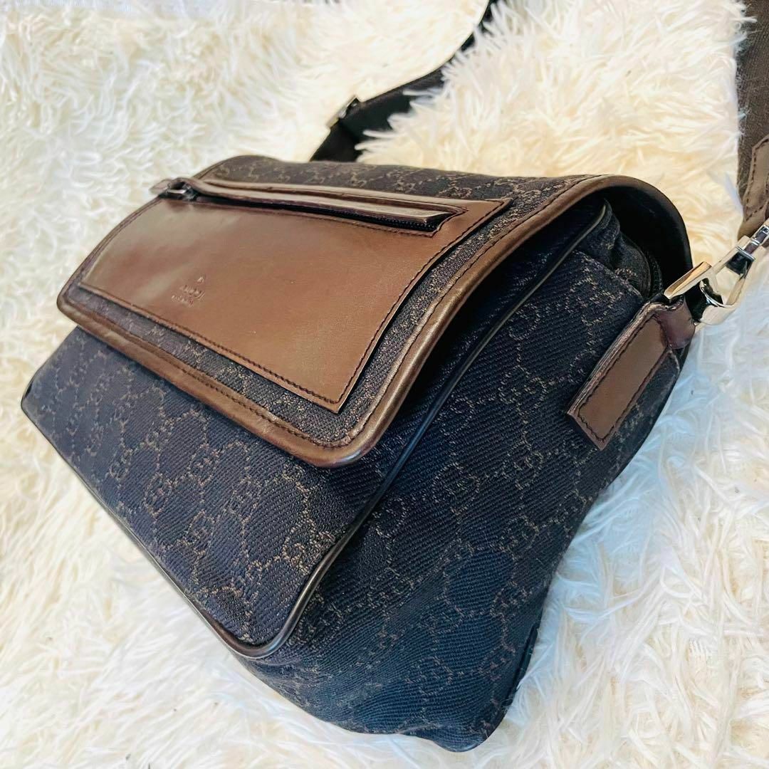 極美品＊GUCCI ショルダーバッグ メッセンジャー GG キャンバス レザー