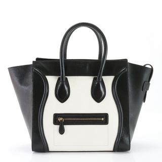 セリーヌ(celine)の美品 セリーヌ ラゲージ ミニ ショッパー レザー トート バッグ ショルダー ハンド 本革 ブラック 黒 A4 レディース EEM T12-9(トートバッグ)