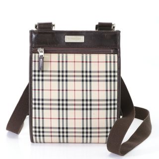 バーバリー(BURBERRY)の美品 バーバリー ノバ チェック レザー ショルダーバッグ 斜め掛け メッセンジャー トート 通勤 本革 ブラウン メンズ EEM T14-5(ショルダーバッグ)