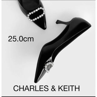 チャールズアンドキース(Charles and Keith)の新品 未使用 CHARLES & KEITH ジェムエンベリッシュド パンプス(ハイヒール/パンプス)