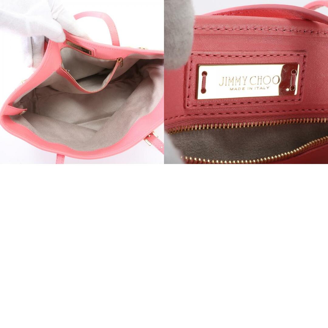 JIMMY CHOO(ジミーチュウ)の美品 ジミーチュウ ギャランティカード付 サシャ スター スタッズ レザー ハンドバッグ トート 本革 ピンク レディース EEM T19-2 レディースのバッグ(ハンドバッグ)の商品写真