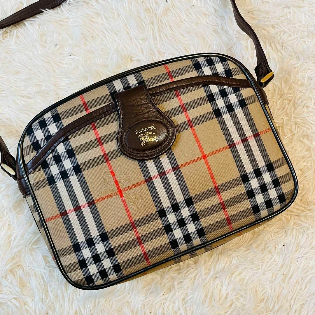 BURBERRY(バーバリー)の美品＊バーバリー ワンショルダーバッグ ノバチェック レザー シャドーホース 茶 レディースのバッグ(ショルダーバッグ)の商品写真