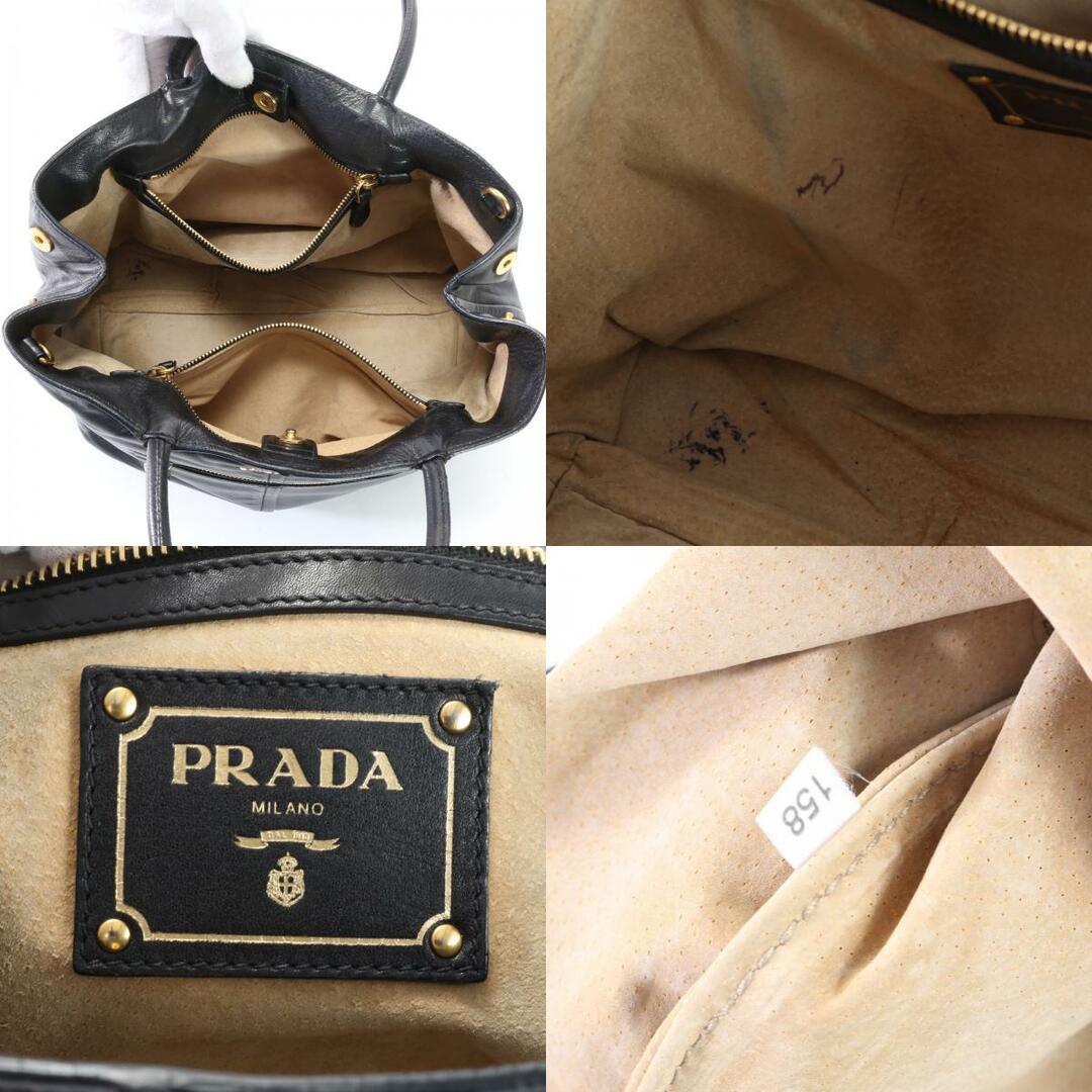 PRADA(プラダ)の美品 プラダ レザー トート バッグ BN1832 肩掛け ショルダー ハンド 通勤 本革 ブラック 黒 婦人 レディース EHM T6-3 レディースのバッグ(トートバッグ)の商品写真