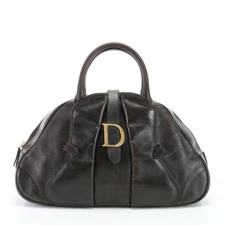 クリスチャンディオール(Christian Dior)のヴィンテージ クリスチャン ディオール ダブル サドル レザー トート バッグ ハンド ショルダー ブラウン レディース EEM T14-4(トートバッグ)