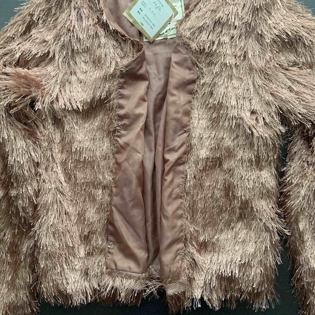 新品　タグ付き　フリンジジャケット　2WAYトップス　ピンク レディースのジャケット/アウター(ノーカラージャケット)の商品写真