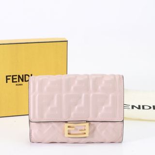 フェンディ(FENDI)のフェンディ FF ズッカ ナッパ レザー ミディアム ウォレット 二つ折り 財布 本革 ピンク かわいい レディース EEM T13-3(財布)