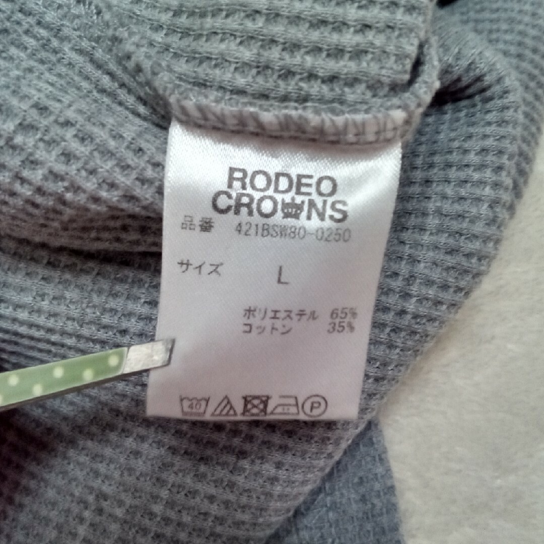 RODEO CROWNS WIDE BOWL(ロデオクラウンズワイドボウル)のワッフルＴシャツ　グレー　Lサイズ　ロデオクラウンズ　RODEO メンズのトップス(Tシャツ/カットソー(半袖/袖なし))の商品写真