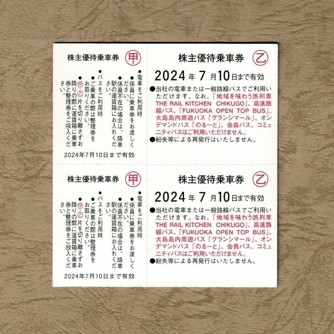 西鉄 株主優待券 株主優待乗車券(回数券方式)2枚★西日本鉄道 チケットの乗車券/交通券(鉄道乗車券)の商品写真