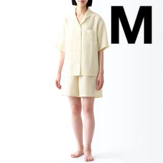 ムジルシリョウヒン(MUJI (無印良品))のMUJI 無印良品　リヨセル麻半袖パジャマ シャツ　 半袖　ルームウェア(パジャマ)