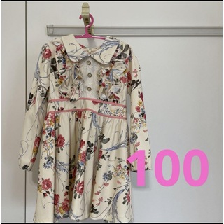 花柄長袖ワンピース　100 韓国子供服(ワンピース)