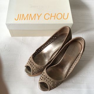 ジミーチュウ(JIMMY CHOO)のJIMMY CHOO オープントウェッジソールパンプス/サンダル 38(ハイヒール/パンプス)