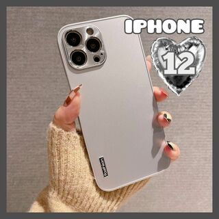 iphone12  ケース カバー シルバー アルミ マット(iPhoneケース)