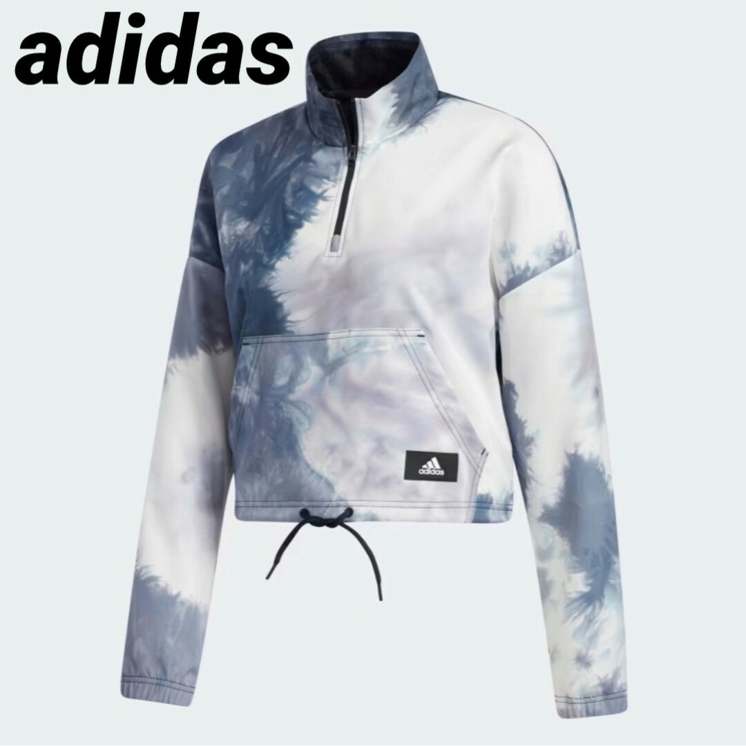 adidas(アディダス)のadidas ハーフジップ ショート丈 短丈 ナイロンジャケット レディースのジャケット/アウター(ブルゾン)の商品写真