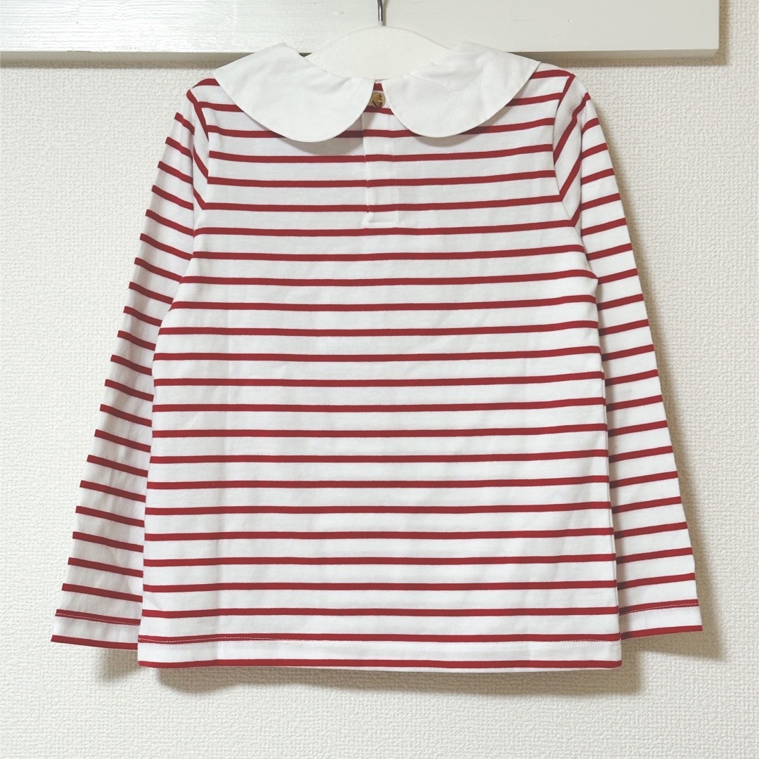 Jacadi(ジャカディ)のジャカディ　jacadi ボックスプリーツ襟ストライプ長袖Tシャツ キッズ/ベビー/マタニティのキッズ服女の子用(90cm~)(Tシャツ/カットソー)の商品写真