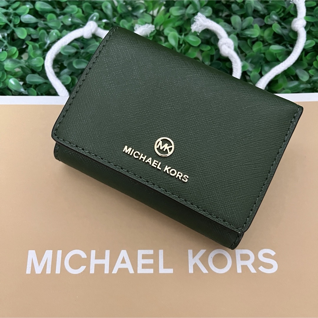 Michael Kors(マイケルコース)のマイケルコース☆新品☆JET SET レザー 三つ折り財布/グリーン 緑 レディースのファッション小物(財布)の商品写真