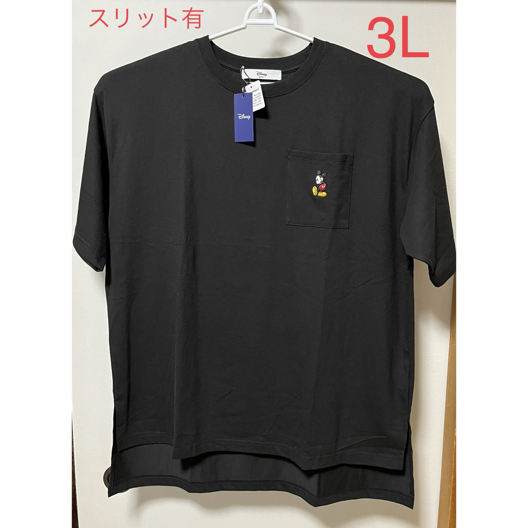 Disney(ディズニー)のＴシャツ 半袖 3L 大きいサイズ ミッキー かわいい ディズニー スリット入り レディースのトップス(Tシャツ(半袖/袖なし))の商品写真