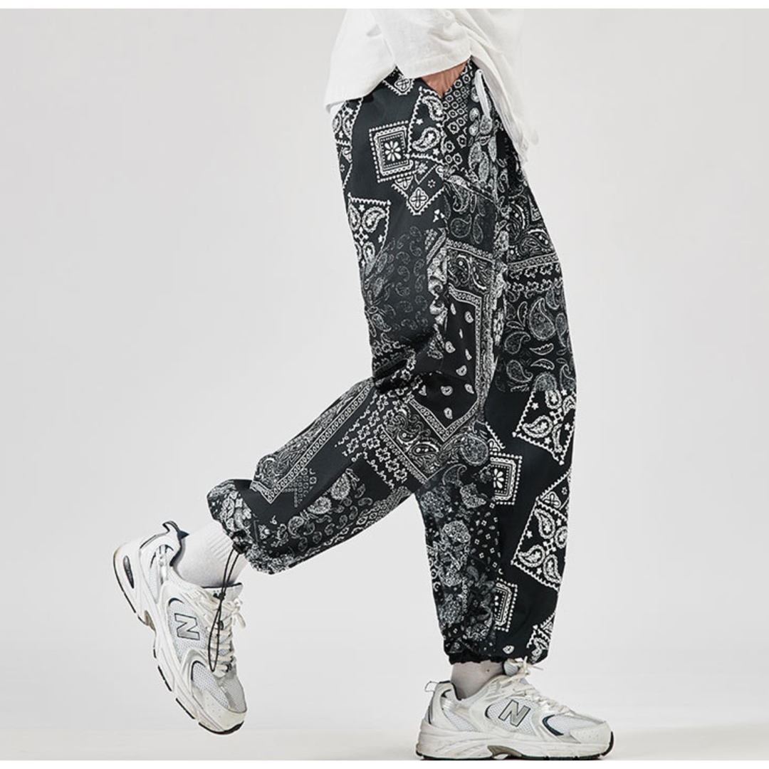3999円○M ワイド ペイズリー ダンス 衣装 カーゴ パンツ ブラック レディースのパンツ(カジュアルパンツ)の商品写真