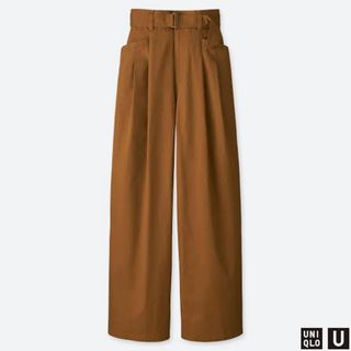 ユニクロ(UNIQLO)のUNIQLOU ハイウエストツータックパンツ  73cm 未使用(カジュアルパンツ)