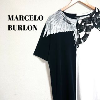 マルセロブロン(MARCELO BURLON)の【人気デザイン】マルセロバーロン Tシャツ フェザー スネーク メンズ(Tシャツ/カットソー(半袖/袖なし))