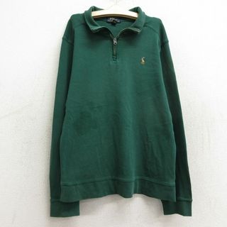 ラルフローレン(Ralph Lauren)の古着 ラルフローレン Ralph Lauren 長袖 ブランド ハーフジップ Tシャツ キッズ ボーイズ 子供服 ワンポイントロゴ コットン 緑 グリーン 24jan12(シャツ/カットソー)