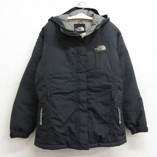 ノースフェイス(North Face)の古着 ノースフェイス THE NORTH FACE 長袖 ダウン ジャケット パーカー キッズ ガールズ 子供服 ワンポイントロゴ 黒 ブラック 【spe】 24jan16(シャツ/カットソー)